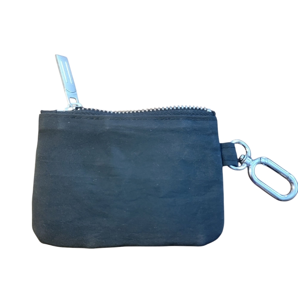 Black Zippered Pouch With Silver Clip